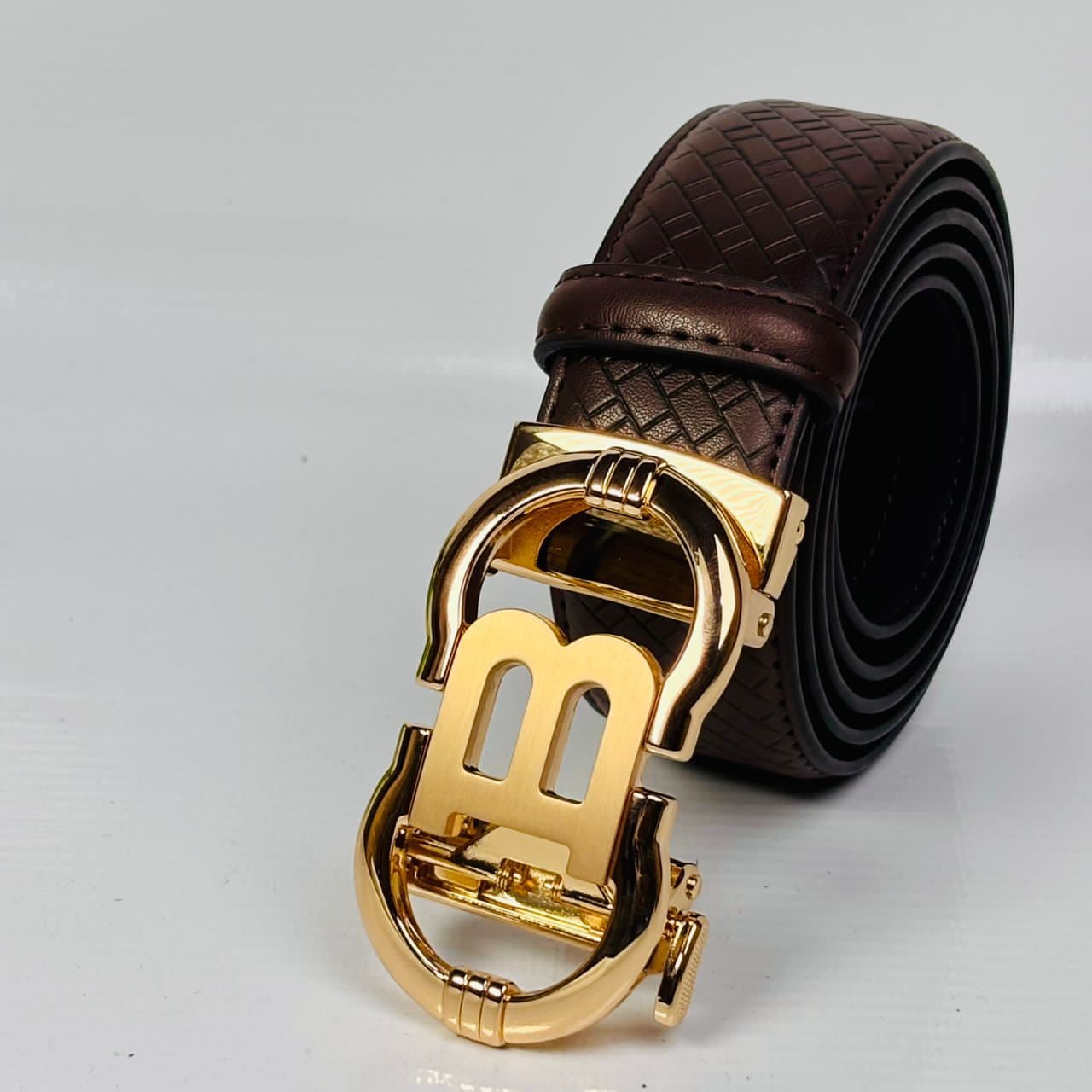 MONTBLANC-STYLE TEXTURED LEATHER BELT